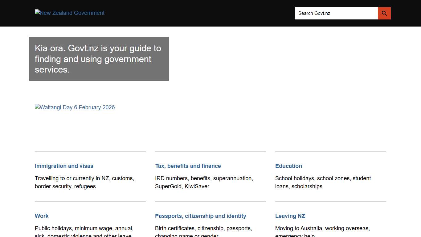 Welcome to Govt.nz New Zealand Government
